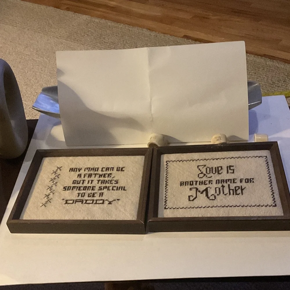 Brown Framed Cross-Stitch Home Accents Mother/Father Loving Sentiments Framed